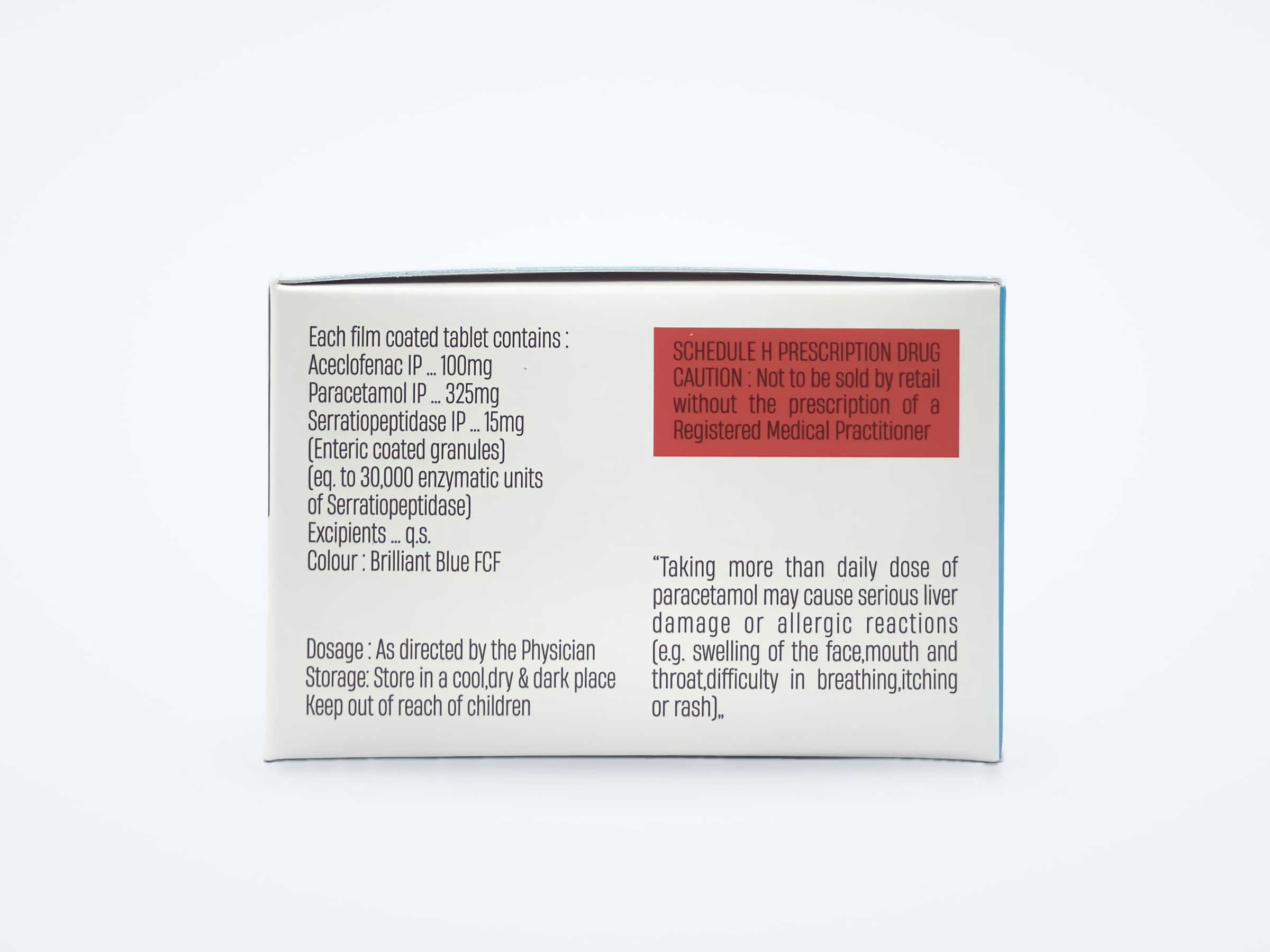 Acerevon-SP tablets carton, composition panel