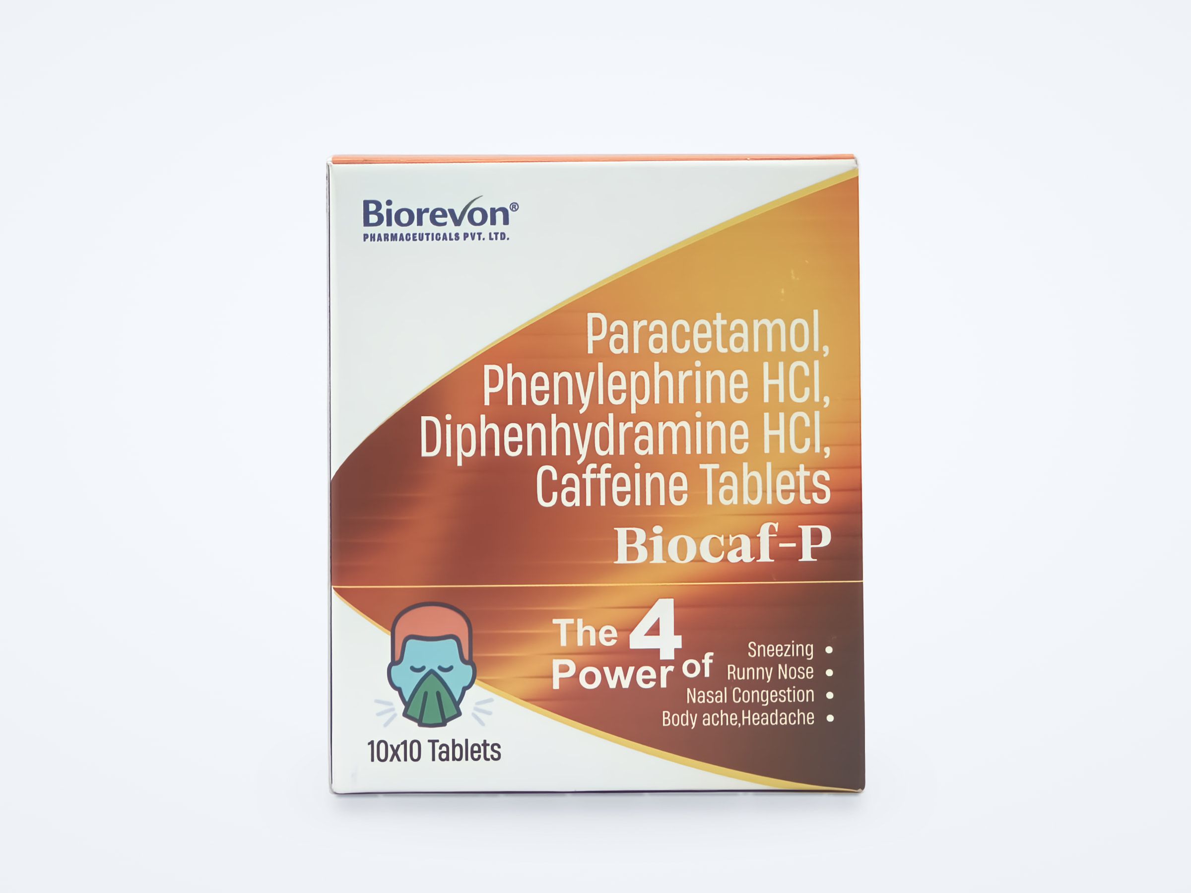 Biocaf-P tablets carton, front panel