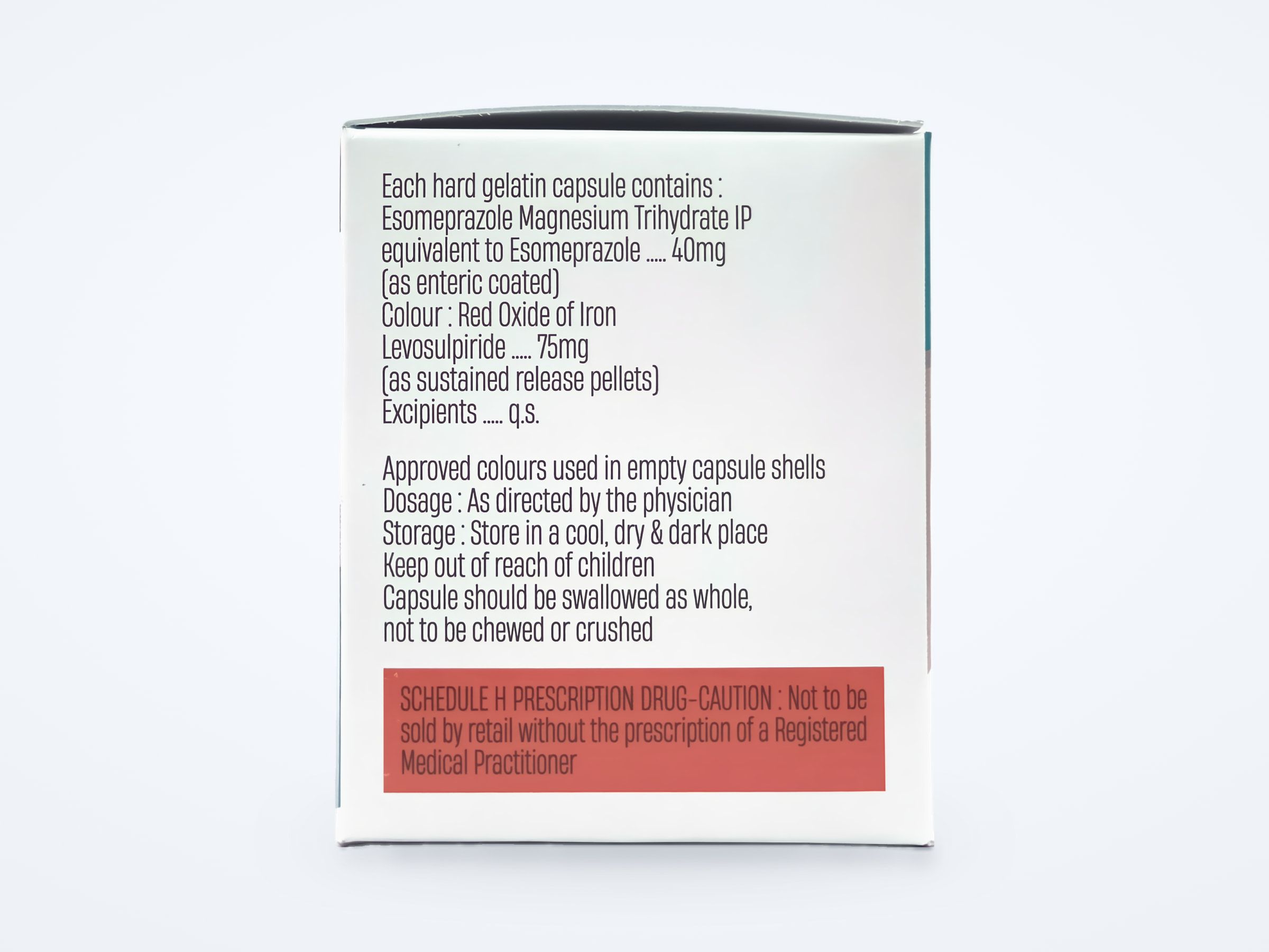 Esorev-L capsules carton, composition panel