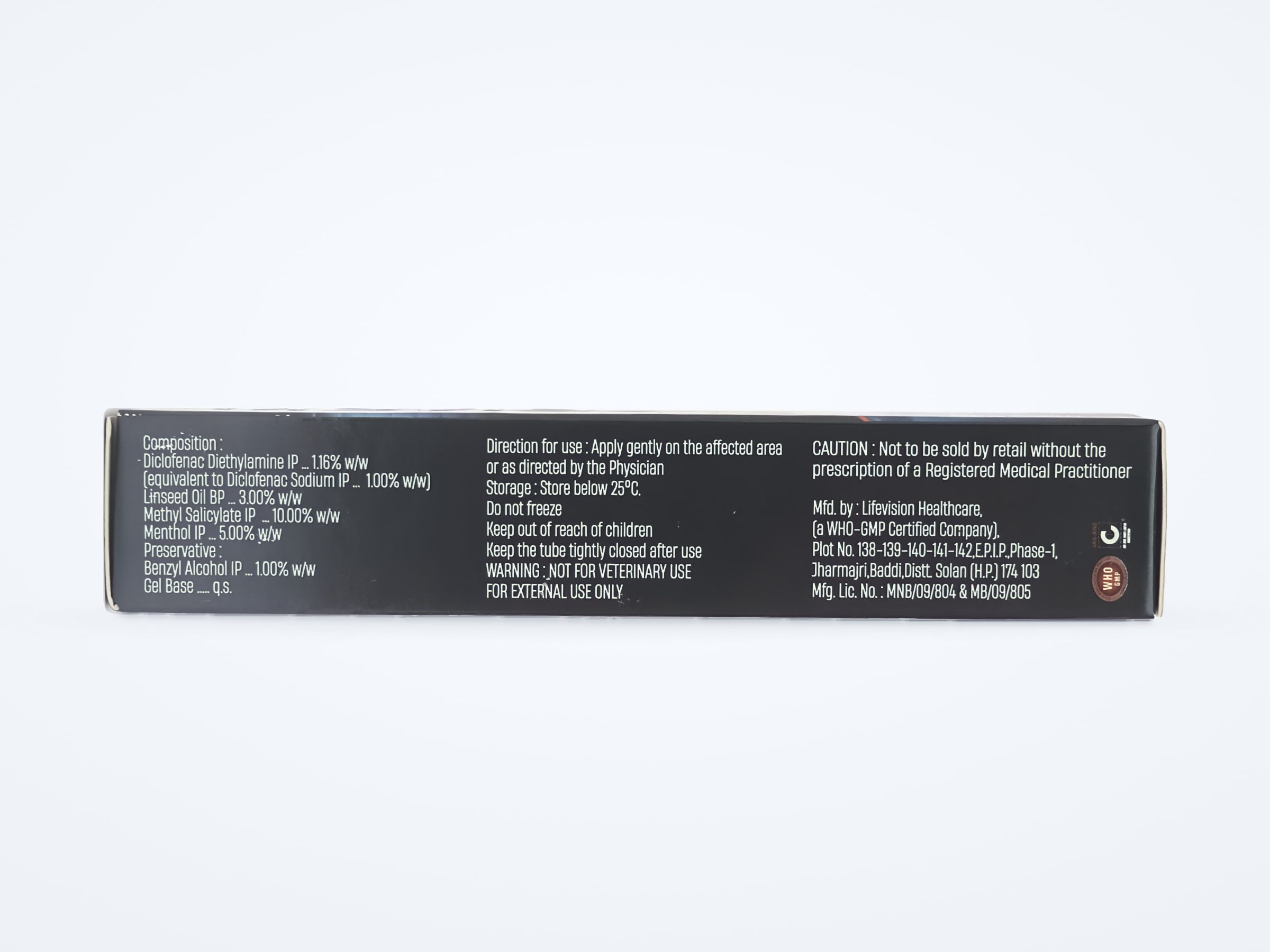 MOVIQ Gel gel carton, composition panel