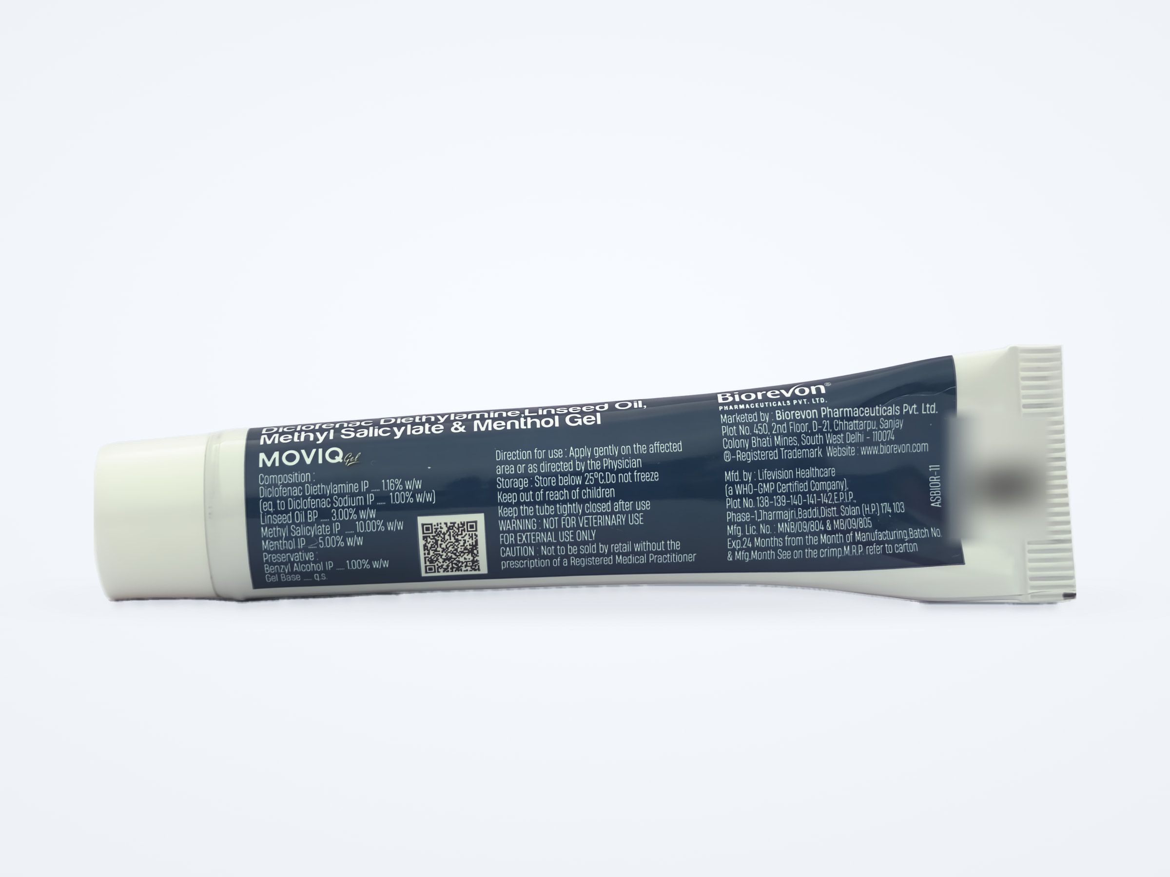 MOVIQ Gel gel tube, back label