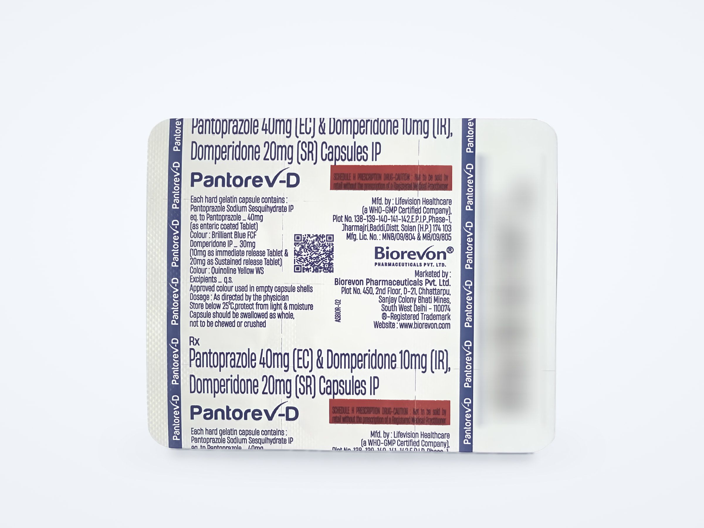Pantorev-D capsules strip, printed back