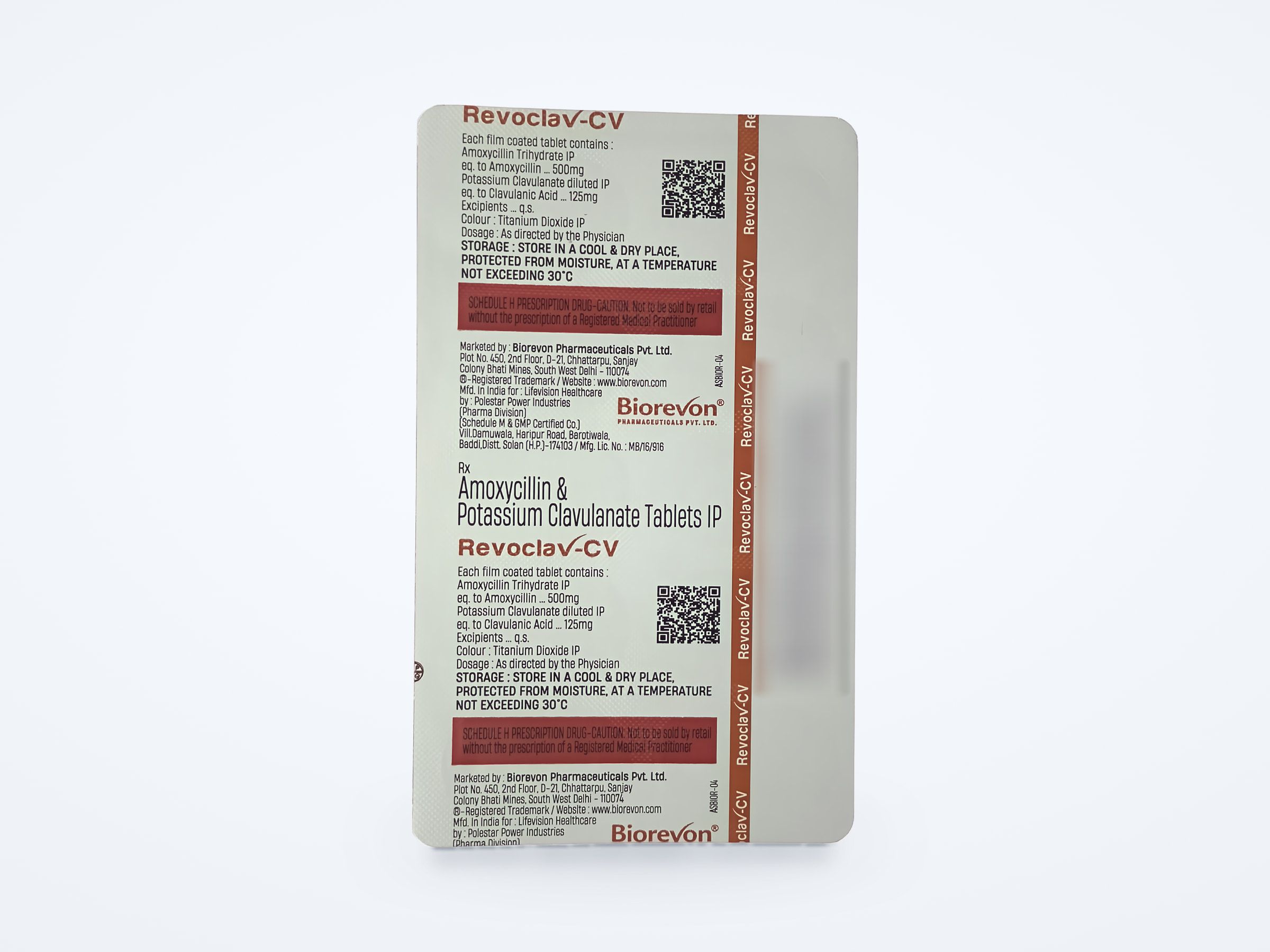 Revoclav-CV tablets strip, printed back