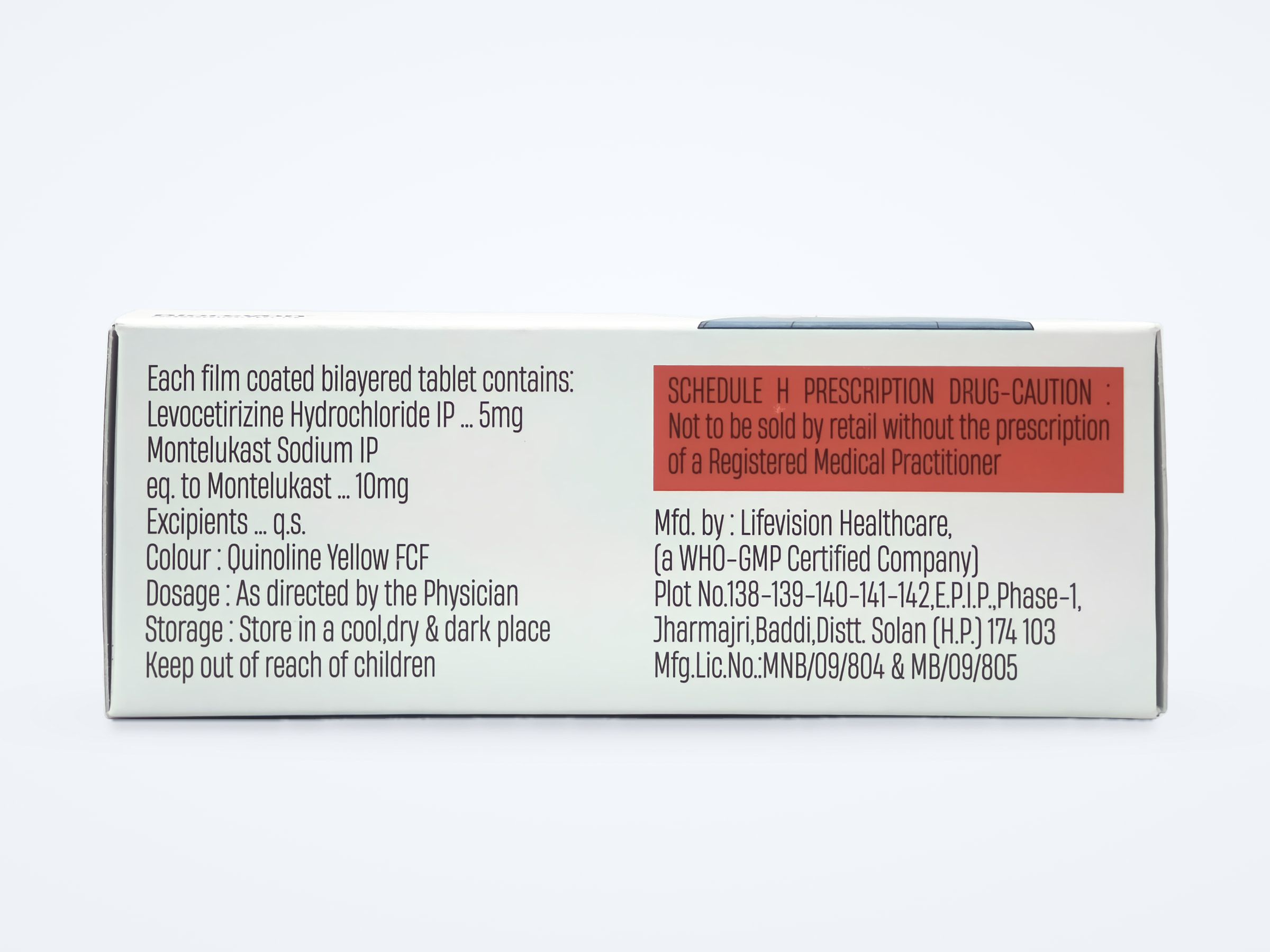 Revomont-LC tablets carton, composition panel