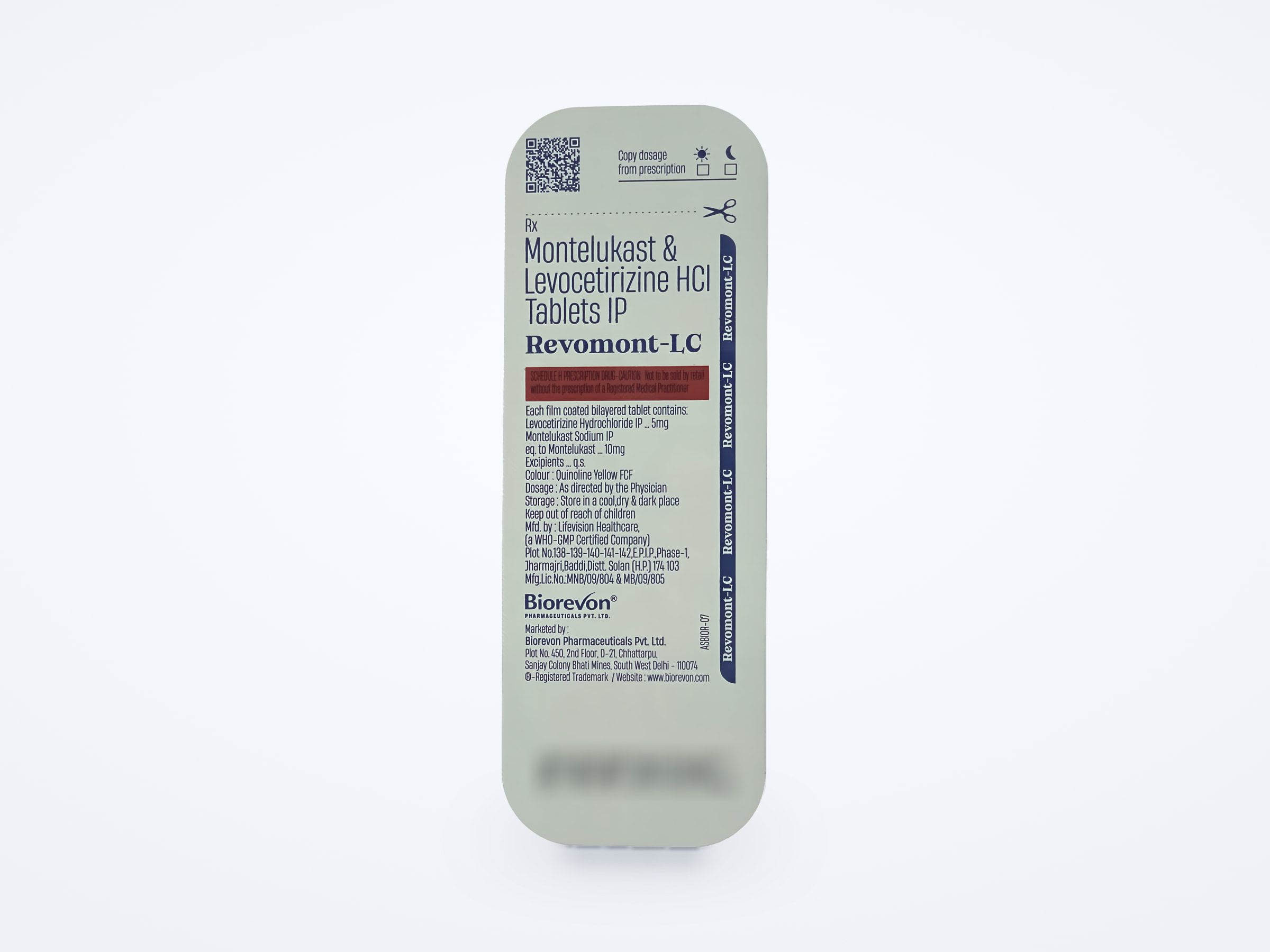 Revomont-LC tablets strip, printed back
